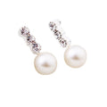 Clear Look Bar and White Pearl Look Ball Stud Earrings view 5