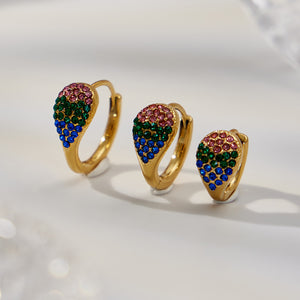 Crystal Teardrop Hoop Earrings in Seven Colors and Three Sizes