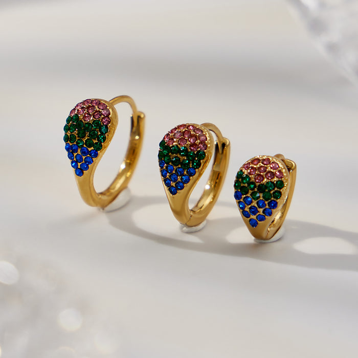 Crystal Teardrop Hoop Earrings in Seven Colors and Three Sizes
