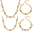 Gold Cuban Oil Drop Disc Necklace Bracelet Pearl Styles view 5