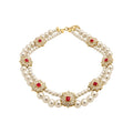 Layered Gray Pearl Like Necklace with Floral Crystal Accents view 5