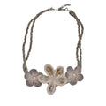 White Fabric Flower And Pearl Beaded Statement Necklace view 5