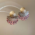 Printed Wood Disc Drop Earrings In Three Floral Patterns view 2