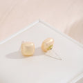 Rounded Square Small Stud Earrings in Three Colors view 4