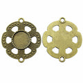 Flower Round Cabochon Connector Tray in Antique Bronze Metal Finish view 2