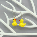 Yellow Duck Figural Drop Earrings with Silver Tone Hooks view 4
