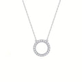 Small Round Clear Stone Open-Circle Necklace In Two Metal Tones view 5