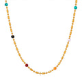 Gold Rice Bead Chain Multicolor Accent Bead Necklace view 5