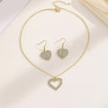 Gold Open Heart Necklace and Earring Coordinated Jewelry Set view 4