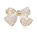 Crystal Bow Brooch A Small Gold-Tone Bow Densely Set view 6
