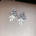 Crystal Flower Stud Earrings With Pastel Bow Drops view 7