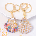 Pearl Bead Handbag Keychain Gold Clasp Multicolor White Options view 2