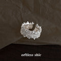 Silver Tone Clear Stone Floral Edge Wide Open Ring For Women view 1