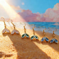 Mermaid Tail Dried Flower Earrings Gold Hooks Three Styles view 1