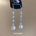 Crystal Strand and Pearl Drop Earrings Statement Fashion Jewelry view 2