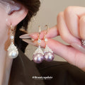 Gold Tone White Graduated Pearl Like Earrings And Necklace view 2