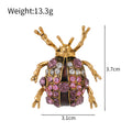 Red Gold Tone Beetle Metal Brooch Pin for Jackets and Lapels view 2