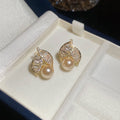Gold Tone Bow and Pearl Stud Earrings in Three Designs view 8