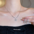 Silver Crystal Halo Necklaces And Open Circle Drop Earrings view 2