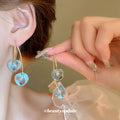 Double Cherry Drop Earrings with Slender Gold Tone Hooks view 3