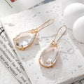 Teardrop Faceted Glass Dangle Earrings Gold Fishhooks 7 Colors view 12