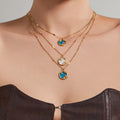 Round Star and Shell Inlay Pendant Necklace in Three Designs view 2