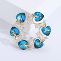 Heart Crystal Wreath Brooch Gold AB Blue Rhinestone Pin view 7