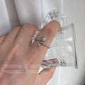 Silver Tone Clear Stone Swan Shape Open Adjustable Ring For Women view 2