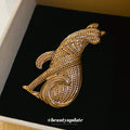 Gold Textured Sitting Fox Metal Brooch Pin 1 Style view 4