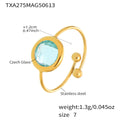 Gold Open Band Round Czech Glass Stone Rings Size Seven view 11