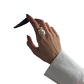 Gold Tone Statement Ring With Large Irregular Pearl Like Center view 5