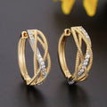 Two-Tone Twisted Rope Hoop Earrings Gold Clear Pavé view 2
