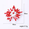 Red Beaded Flower Burst Brooch With White Pearl Center view 5