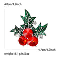 Red Crystal Holly Berry Brooch in Gold or Silver Tone view 7