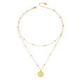 Gold Steel Evil Eye Coin Layered Necklace Station Beads view 5