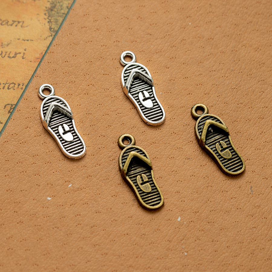 21×8mm Mini Alloy Flip-Flop Charm Pendant