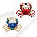 Enamel Crab Brooch in Blue or Red with Gold Tone Legs view 2