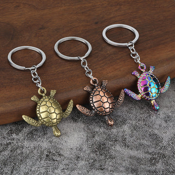 Metal Sea Turtle Keychain With Four Color Finishes