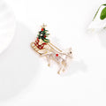 Red Gold Tone Sleigh Crystal Enamel Metal Brooch Pin view 5