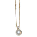 Gold Cable Chain White Pearl Pendant Clear Stone Accent view 5
