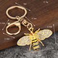 Clear Stone Bee Metal Keychain With Split Ring And Lobster Clasp view 2