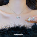 Silver Flower Pendant Necklace Matching Stud Earrings Set view 2