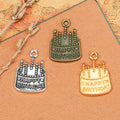 Birthday Cake Metal Charm Pendant in 3 Finishes for Jewelry Making view 1