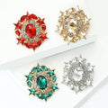 Star Frame Oval Crystal Brooch in Champagne Red White or Green view 2