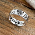 Silver Butterfly Engraved Band Ring Soul Shine Quote 6-10 view 5