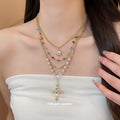 Four Piece Multicolor Sun Pearl and Cross Necklace Sets view 3