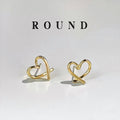 Open Heart Outline Stud Earrings Silver Gold Metal Options view 7