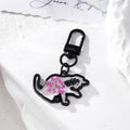 Black Metal Cat Moon Dried Flower Keychains Lobster 4 Styles view 2