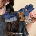 Fabric Gingham Scrunchie Denim Bow Bear Clip 5 Styles view 2
