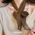 Brown Paisley Sheer Scarf Neck Tie with Pointed Ends view 3